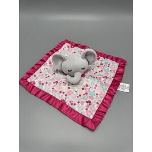 Parents Choice Elephant Lovey Security Blanket Toy Floral Pink Satin Like Bottom